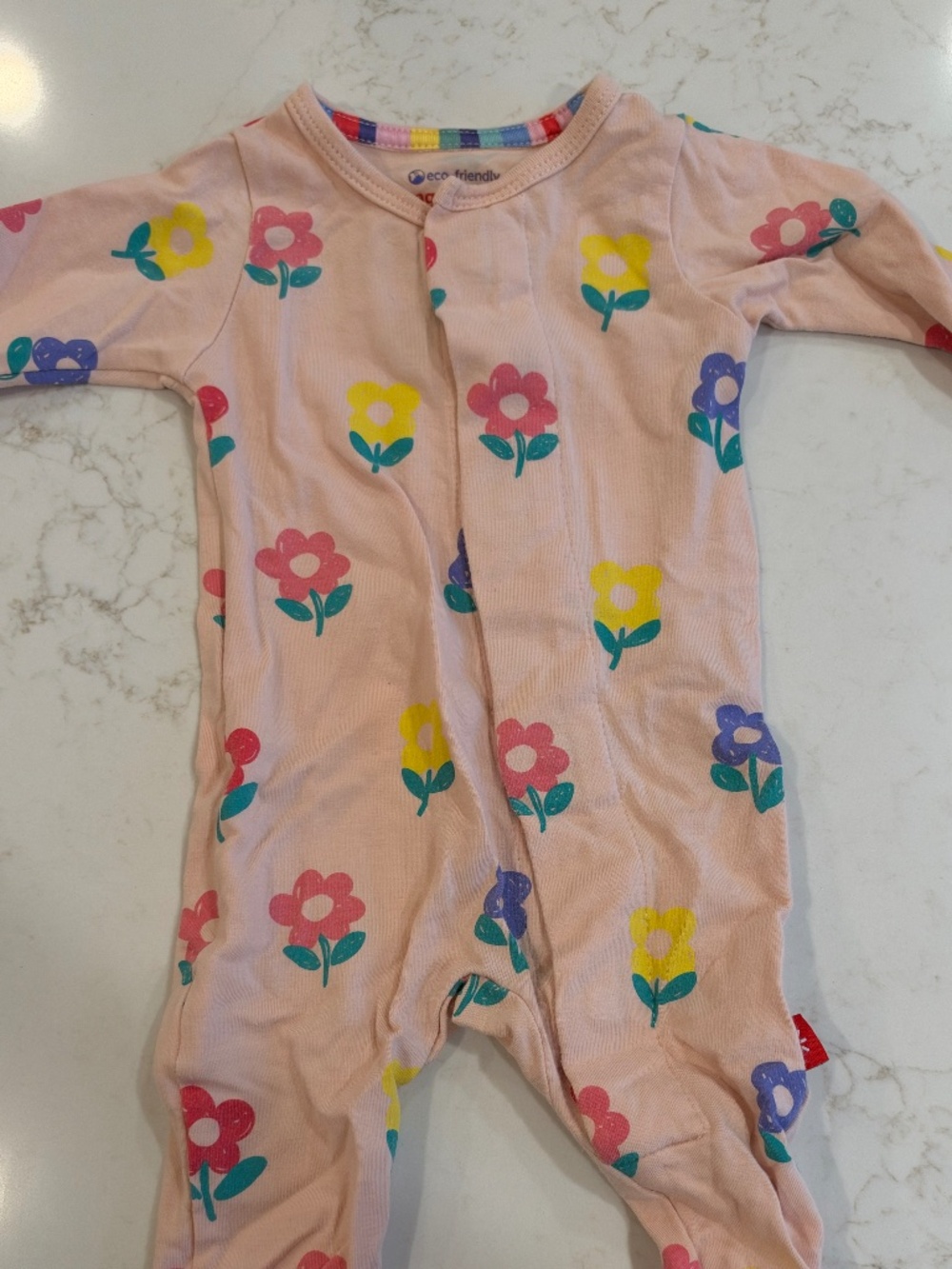 Pink flower magnetic me onesie